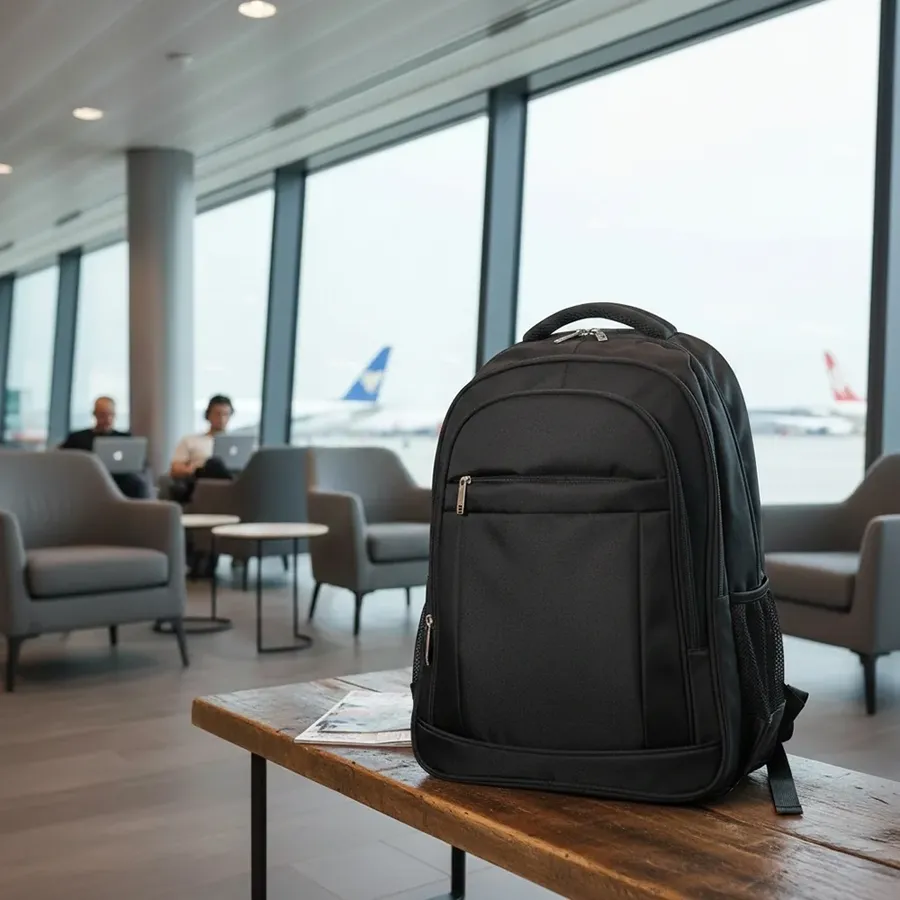 Mochila executiva personalizada em viagem