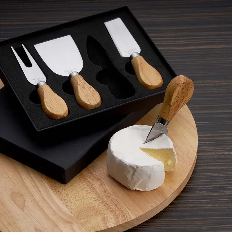 Kit para queijo em estojo preto, presente executivo