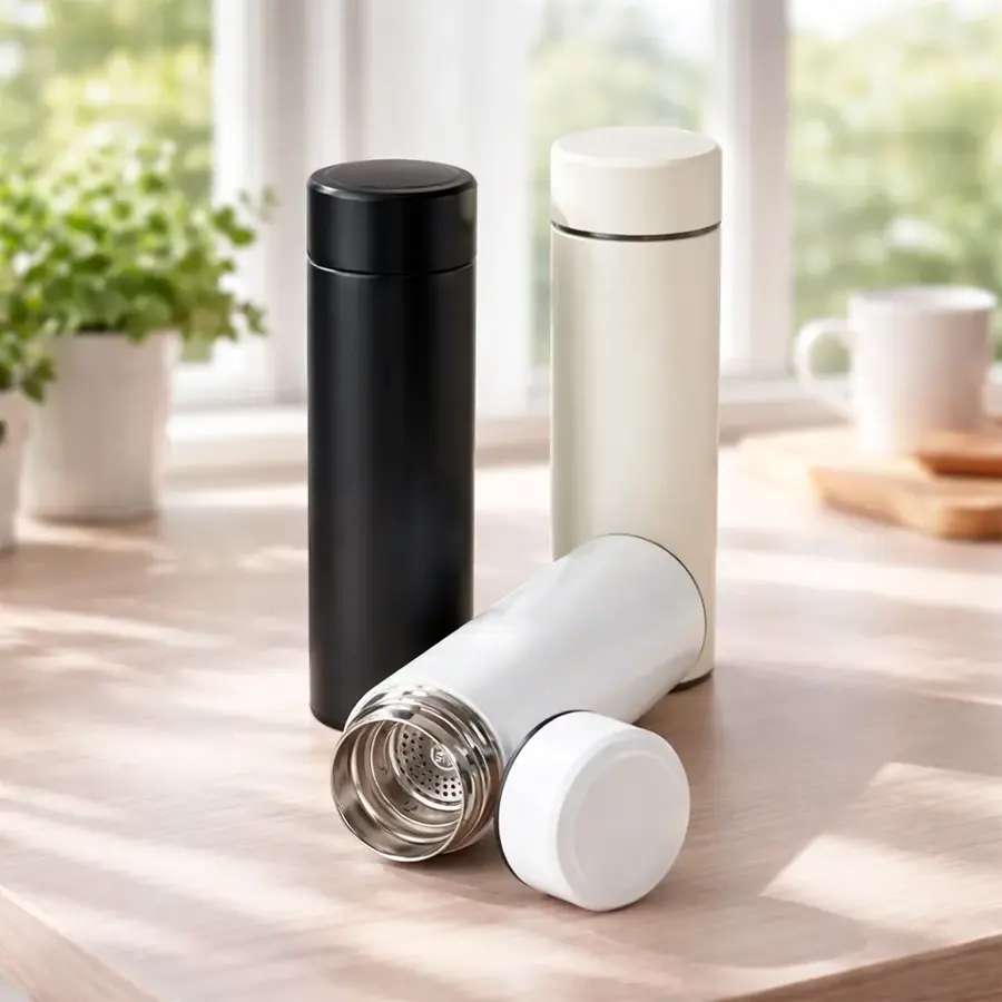 Garrafa de inox com personalização de brindes por gravação a laser